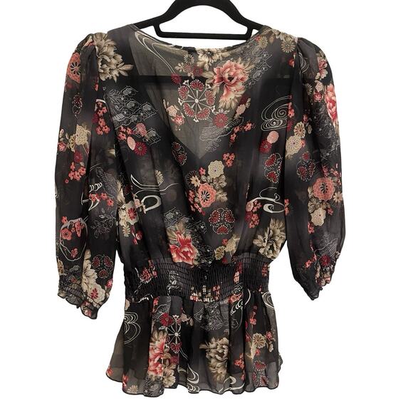 Vintage Wet Seal Sheer Peplum Peasant Blouse - Picture 5 of 6